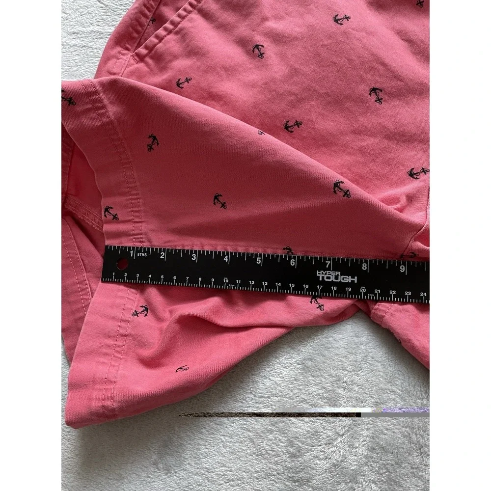 St‎ Johns Bay Shorts Mens 38 Pink Anchor Nautical Preppy Coastal Stretch Chino
